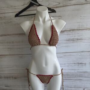 UjENA Crochet Knit 2 piece bikini swim sz xs